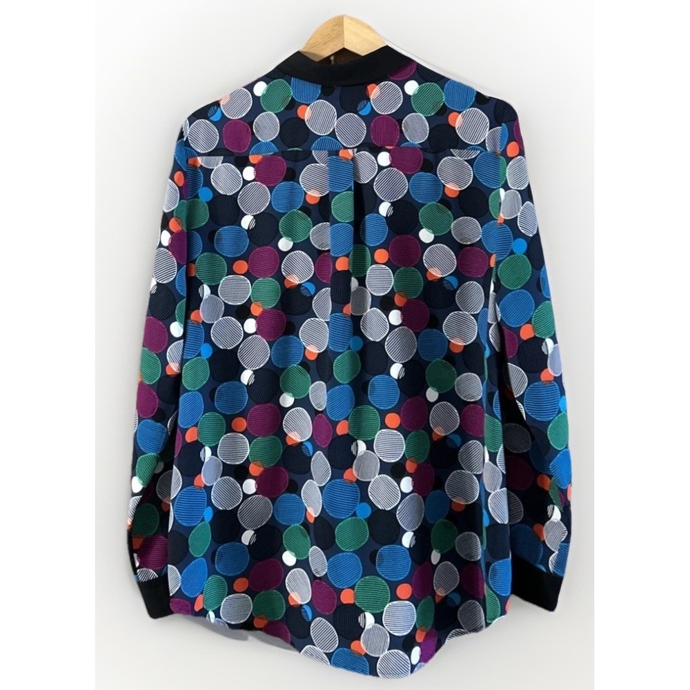 ANNE KLEIN Long Sleeve Printed Chiffon Blouse Circles Sz 14 EUC Gorgeous - Picture 6 of 8